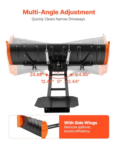 VEVOR Snow Plow Kit 43 in/60 in Width Adjustable Plow Attachment Side Wings - size: 43in-60in Adjustable, with Side Wings