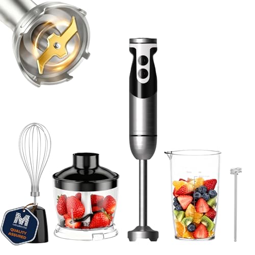 MEGAWISE Immersion Hand Blender, 800W DC Motor, Variable Speed Control - color: Black