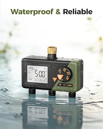 Diivoo Brass 3 Zone Sprinkler Timer, Programmable Hose Timers for Watering - size: 3 Outlets