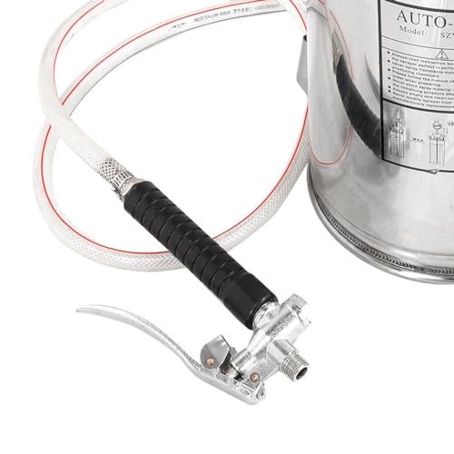 1.5 Gallon Hand Pump Sprayer, 304 Stainless Steel Garden Chemical Sprayer with Pressure Gauge, Adjustable Nozzle, 16" Sprayer Wand, 3.3ft Hose & Safety Valve