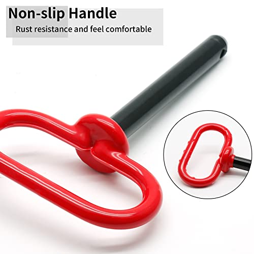 Bonsicoky Tractor Towing Hitch Pin and Clip, 5/8 x 4 Inch Trailer Gate Pin for Towing Tractor, RV, Truck, Boat, Car - Red Handle - size: 5/8 x 4 Inch
