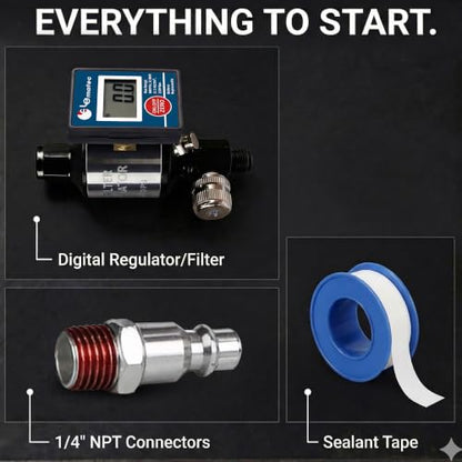 LE LEMATEC Digital Air Pressure Regulator with Water Separator, 1/4 NPT
