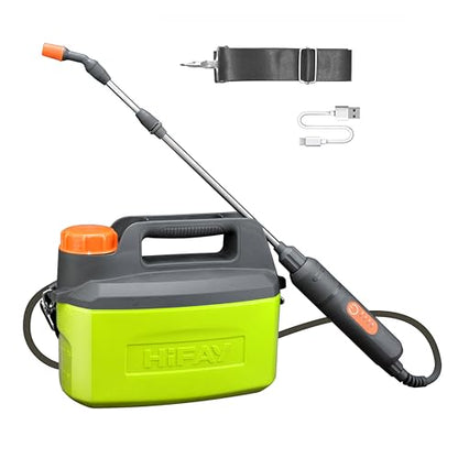 HIFAY ES4-PRO 1Gallon/4L Electric Sprayer, Rechargeable Battery-Powered Sprayer with 304 Stainless Steel Telescopic Rod. The New Model is Waterproof and The Buttons Have Been Updated.(Green) - color: Green
