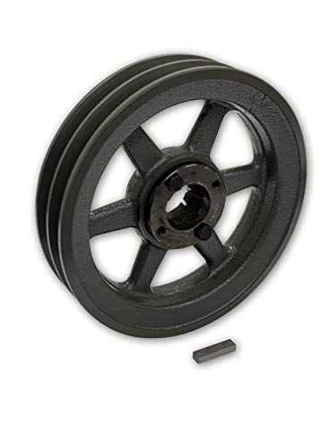 Double Groove 9.75" Cast Iron Electric Motor" H" Pulley/Sheave, Bushing Included, for 5/8" Top Width B/5L/BK/5LK Section V Belt, 2 Groove Pulley (1-3/8" Shaft / 1.375" Bore, 2BK100H) - size: 1-3/8" Shaft / 1.375" Bore