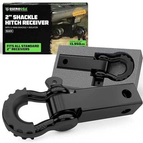 Rhino USA Shackle Hitch Receiver - Fits 2in Receivers for Vehicle Recovery - color: Black