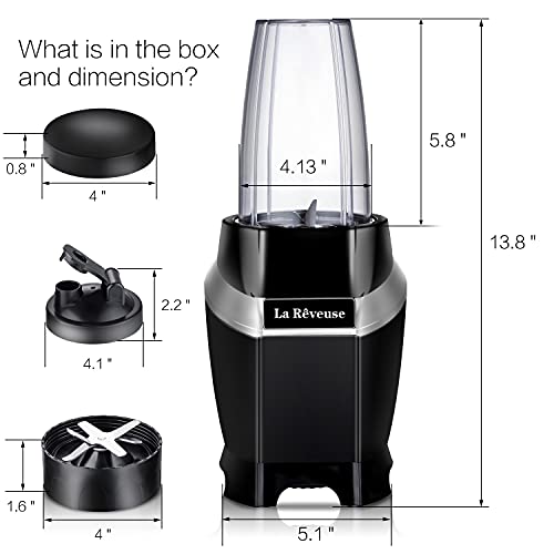 La Reveuse 1000W Power Blender For Smoothies, Shakes, Frozen Drinks, Black - color: Black