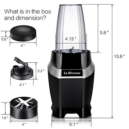 La Reveuse 1000W Power Blender For Smoothies, Shakes, Frozen Drinks, Black - color: Black