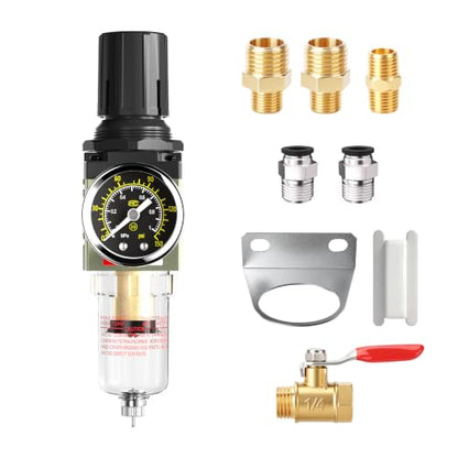 1/4 NPT Airbrush Regulator Air Compressor Moisture Water Trap - color: Semi-auto Drain