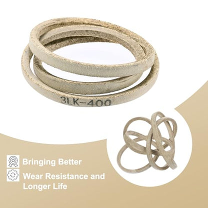 uxcell 3LK400 Cord Belt Grey, 3/8" x 40" Lawn and Garden Aramid V-Belt for Mower Deck - size: 40"