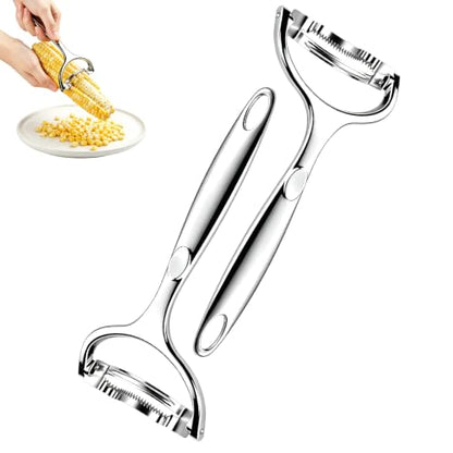 2Pcs Upgraded Corn Peeler,Practical 304 Stainless Steel Corn Peeler Tool,Durable & Efficient Corn Kernel Remover, Kitchen Gadget, Ergonomic Handle,Long Lasting Kitchen Accessory