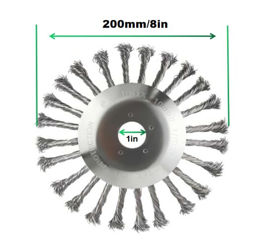 8 Inch Unbreakable Wired Trimmer Blade, Wire Cutter Trimmer Head, Wire Rotary Brush Weed Eater Head for Weeding, Moss & Rust Removal with Universal Adapter Kit
