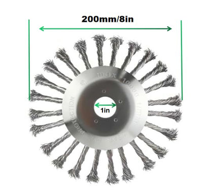 8 Inch Unbreakable Wired Trimmer Blade, Wire Cutter Trimmer Head, Wire Rotary Brush Weed Eater Head for Weeding, Moss & Rust Removal with Universal Adapter Kit