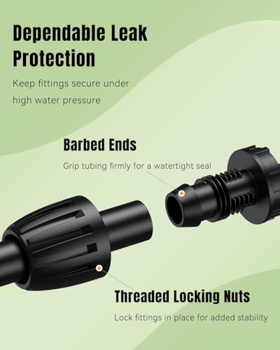 Pawfly 10 Pcs 1/2" Irrigation End Cap for 1/2" Irrigation Tubing (1/2" ID x 0.64" OD), 1/2" Drip Irrigation Fittings with Lock Nuts, Barbed Drip Tubing Connectors for Garden Irrigation System - size: 10pcs 1/2" Nut Plug