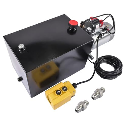12 Quart Single Acting Hydraulic Power Unit 12V DC Hydraulic Power Unit SAE #6 Port 2880 RPM 2950 PSI with Steel Reservoir for Dump Trailers, Truck Lifts, Car Lifts Mustrod - size: 12 Quart Single Acting
