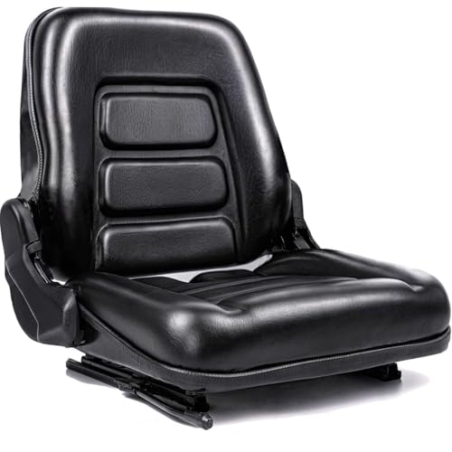 Universal Forklift seat, Tractor Seat with 160° Adjustable Backrest & Slides& Micro Switch, High-Density Foam, Industrial Grade Steel Frame,Waterproof PVC for Mowers, Backhoe, Excavators, Skid Steers