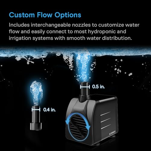 AC Infinity 150 GPH Submersible Water Pump (568 L/H, 8W). - size: 150 GPH