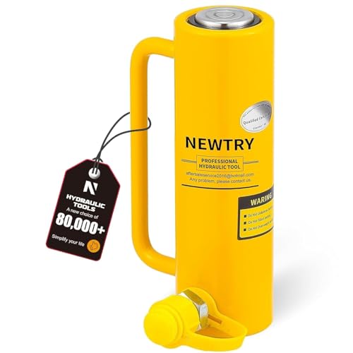 NEWTRY 10T Long Stroke 6" Hydraulic Ram Jack, Porta Power with Auto Retract - size: 10T