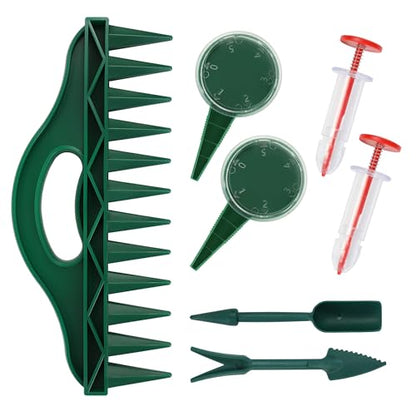 7 Pcs Seed Planter Tools, 12-Hole Garden Dibber, Seed Spreader