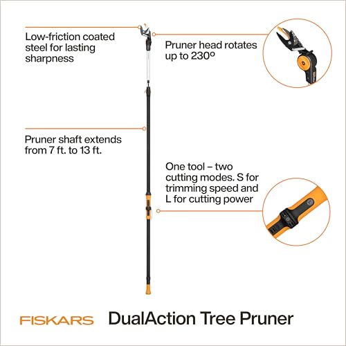 Fiskars 7-13 Ft DualAction Extendable Pole Pruner, Telescoping Tree Pruner - style: 7-13 ft DualAction