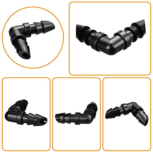 1/4" Drip Irrigation Elbow Fittings, 60 Pieces Barbed Corner 90 Elbow Connectors for 1/4 Inch Irrigation Tubing, Drip Line Elbows Parts for Garden Lawn Irrigation System - size: 4/7mm Elbows-60P