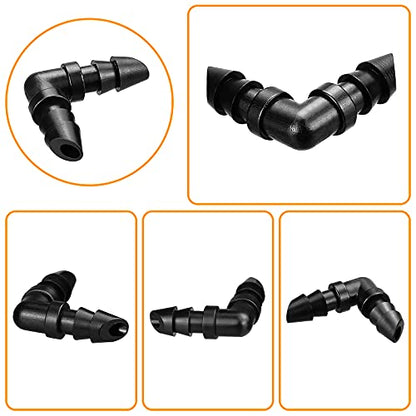 1/4" Drip Irrigation Elbow Fittings, 60 Pieces Barbed Corner 90 Elbow Connectors for 1/4 Inch Irrigation Tubing, Drip Line Elbows Parts for Garden Lawn Irrigation System - size: 4/7mm Elbows-60P