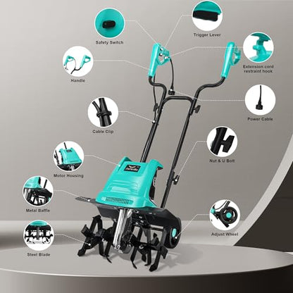 IncwBo 16'' 13.5AMP Corded Electric Garden Roto Tiller Cultivator Powerful - size: 13.5 AMP-16 INCH