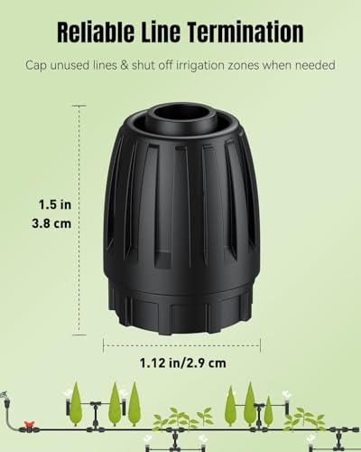 Pawfly 10 Pcs 1/2" Irrigation End Cap for 1/2" Irrigation Tubing (1/2" ID x 0.64" OD), 1/2" Drip Irrigation Fittings with Lock Nuts, Barbed Drip Tubing Connectors for Garden Irrigation System - size: 10pcs 1/2" Nut Plug