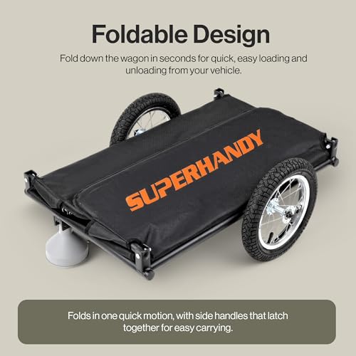 SuperHandy Foldable Wagon - Lightweight, 155 lbs Capacity, Tool-Free Assembly, Compatible with GUT112/GUT140/GUT142 SuperHandy/G Mobility Scooters