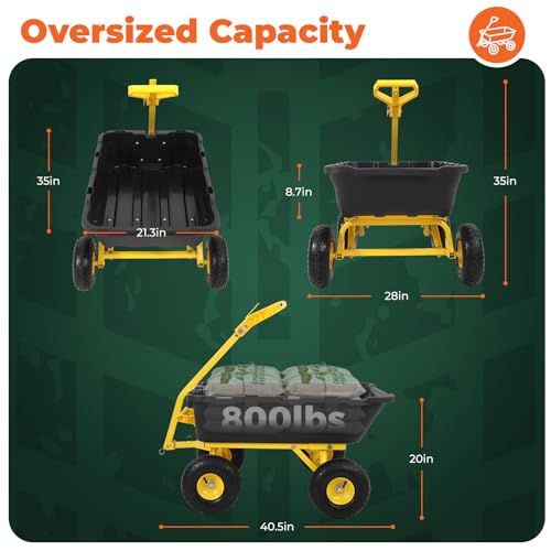 Sekey Garden Dump Cart, 1000 lb Capacity, Quick-Release Bed - color: Black, size: 1000lbs