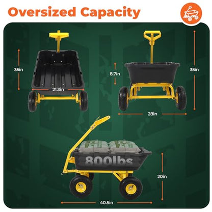 Sekey Garden Dump Cart, 1000 lb Capacity, Quick-Release Bed - color: Black, size: 1000lbs
