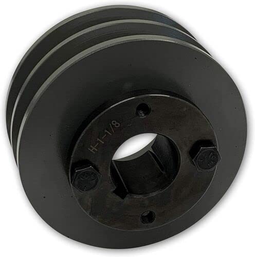 Double Groove 3.75" Cast Iron Electric Motor " H " Pulley/Sheave, Bushing Included, for 3/8" and 1/2" Top Width 3L/A/AK/4L/4LK Section V Belt, 2 Groove (1-1/8" Shaft / 1.125 Bore, 2AK39H) - size: 1-1/8" Shaft / 1.125 Bore
