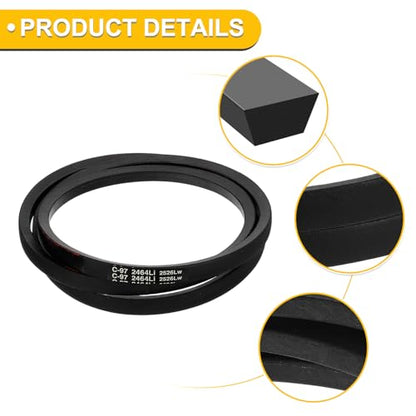 uxcell C97 Drive V-Belt 2464mm Inner Girth 22mm Width 14mm Height Rubber for Power Transmission - size: C97