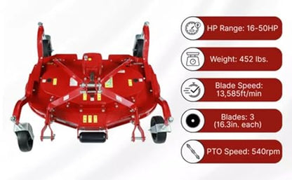 48 Inch 3 Point Finish Mower – Tractor Attachment (No PTO Shaft)