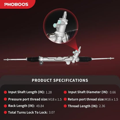 PHOBOOS Hydraulic Power Steering Rack and Pinion Assembly Compatible with Buick Century 1997-2005 & Chevrolet Impala 2000-2011, with Outer Tie Rod Ends, New Unit, Direct Fit, Ref. 22-186, ES3459 - size: 22-186/ES3459
