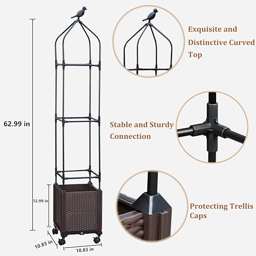 Sunnyglade 2 PCS 63" Raised Garden Bed Planter Tomato Cage with Trellis