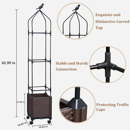 Sunnyglade 2 PCS 63" Raised Garden Bed Planter Tomato Cage with Trellis