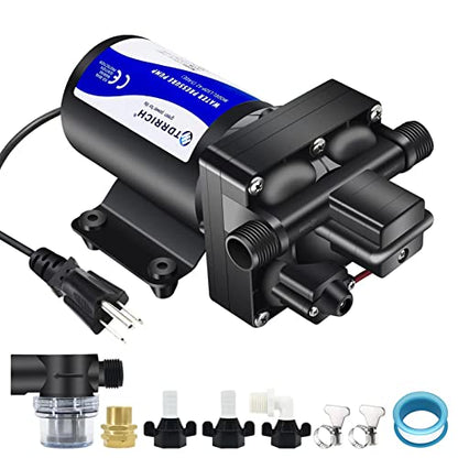 TDRRICH Water Pressure Booster Pump for House，110V RV Water Transfer 5.5GPM 30PSI-75PSI Self-priming Pump,Diaphragm Power Water Pumps for Boats Inline Garden Hose Lawn Camper Sprinkler Irrigation - style: 110V 5.5GPM 75PSI