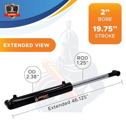 2x19.75 Hydraulic Cylinder - 2" Bore 19.75" Stroke Double Acting Welded Cross Tube Hydraulic Cylinder 3500 PSI Retracted: 26.375, Extended: 46.125, SAE#6 - size: 2x19.75