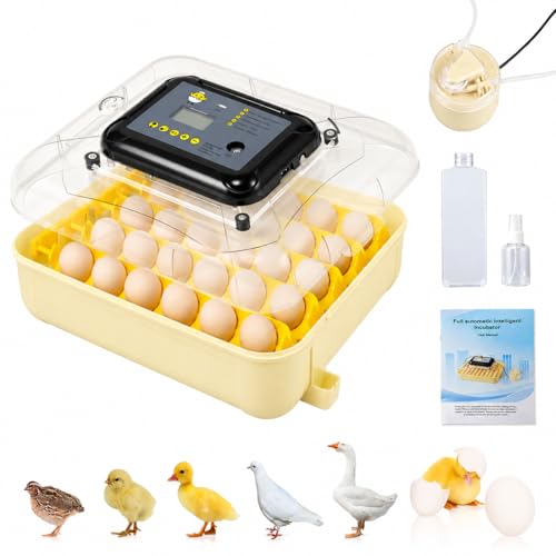 Egg Incubators for Hatching 30 Eggs with Temperature Humidity Control - color: Yellow