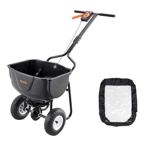 VEVOR Walk Behind Spreader 60 LBS Capacity Push Broadcast Spreader Black