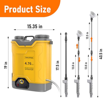 4.76 Gallon Battery Powered Backpack Sprayer Fit for DeWalt 20V Battery