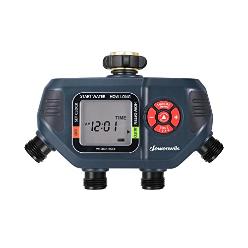DEWENWILS Sprinkler Timer 4 Zone, with Rain Delay/Manual/AUTO Irrigation - color: 4 Zone