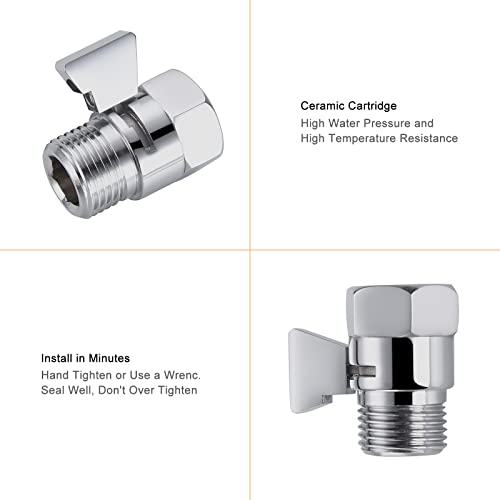 Angle Brass Shut Off Valve for Handheld Shower, Water Pressure Regulator Replacement, Chrome - color: Chrom