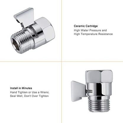 Angle Brass Shut Off Valve for Handheld Shower, Water Pressure Regulator Replacement, Chrome - color: Chrom