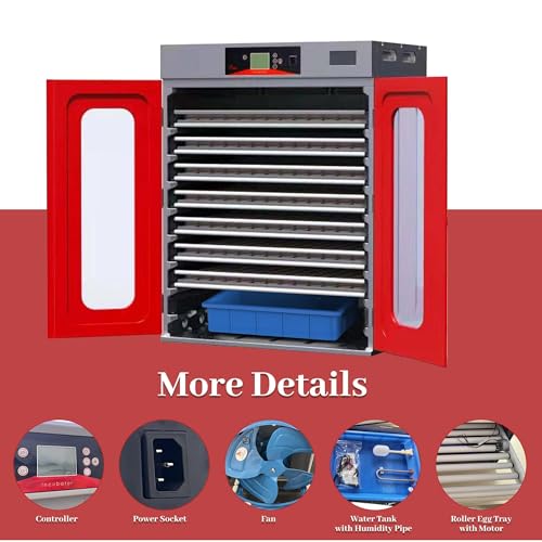 1000-Egg Commercial Cabinet Incubator for Hatching Eggs, Digital Large-Capacity Hatcher with Auto Temperature & Humidity Control & Intelligent Humidification System - size: 1000 Egg