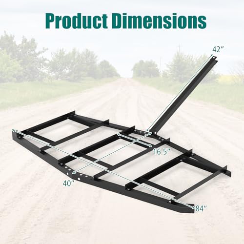 DREAMADE 84" Driveway Drag Harrow, Tow Behind Landscape Harrow - size: 84"