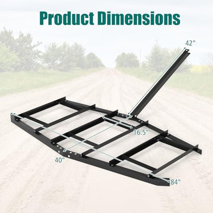 DREAMADE 84" Driveway Drag Harrow, Tow Behind Landscape Harrow - size: 84"