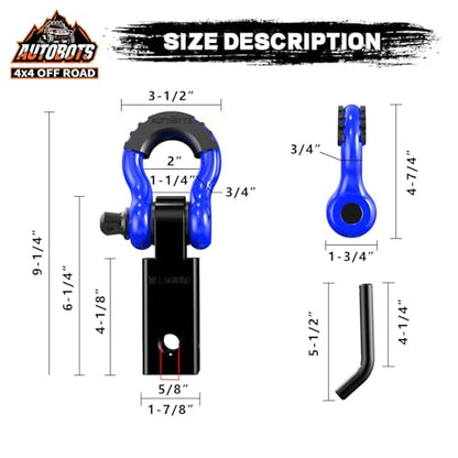 AUTOBOTS Tow Hitch Receiver 2" Shackle Hitch Receiver Blue - color: BLUE-BLACK