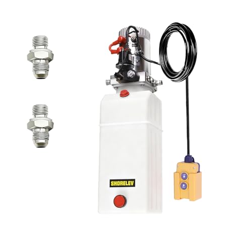12V DC Single Acting Hydraulic Power Unit, 8L Hydraulic Pump Plastic Reservoir, 3000 PSI for Dump Trailers, Snow Plows, Log Splitters, Lift Gates - color: White, size: 12V DC 8QT Plastic