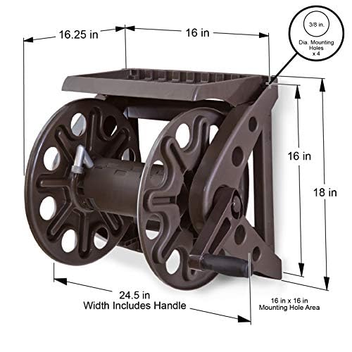 Liberty Basics 512 Wall Mounted Hose Reel with Shelf, Bronze - style: Hose Reel